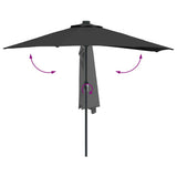 Garden Parasol Black 294 x 150 x 224 cm Polyester and Steel 42003273