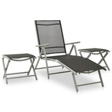 Garden Lounge Set Black and Silver Aluminium, Textilene Medium 3070644