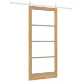 Sliding Door Natural 93 x 202 cm Solid Pine Wood and Glass 3332427