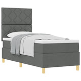 Box Spring Bed with Headboard Dark grey 80 x 200 cm Fabric 3339652