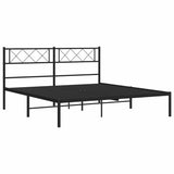 Metal Bed Frame without Mattress with Headboard Black 160x200cm 372280