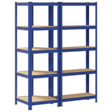 2 Piece 5-Layer Shelves Set Blue Steel&Engineered Wood 3307619
