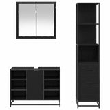 Bathroom Furniture Set 3 pcs Black Oak Engineered Wood 3402422
