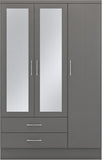 ZNTS Nevada 3 Door 2 Drawer Mirrored Wardrobe 100-101-135