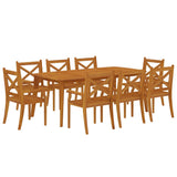 Garden Dining Set Brown Solid Acacia Wood with an Oiled Finish 3058006