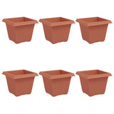 Square Flower Pot 6 pcs Brick Red 33 x 33 x 26 cm Plastic 42020331