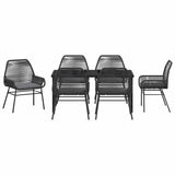 Garden Dining Set with Cushion 7 pcs Black Poly Rattan 3380873