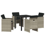 Garden Dining Set with Cushion 5 pcs Light grey Poly rattan 3379960