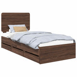 Bed Frame with Drawer Brown Oak 90 x 190 cm Engineer Wood 3412643