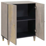 Sideboard Grey and Gold 60 x 33 x 75 cm Solid Mango Wood 4018774