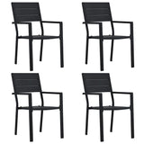Garden Chair Set of 4 Black HDPE 4 chairs Durable 47886
