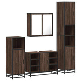 4 Piece Bathroom Furniture Set Brown Oak Engineered Wood 3301214