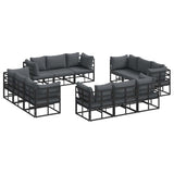 Garden Sofa Set 12 pcs Black Metal 3378844