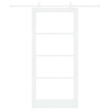Sliding Door White 93 x 202 cm Solid Pine Wood and Glass 3332232