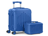 2-Piece ABS Luggage Set with Diamond Pattern & Non-TSA Locks Navy Blue 68760383