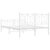 Metal Bed Frame without Mattress with Footboard White 140x200cm 376196