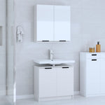 ZNTS 2 Piece Bathroom Cabinet Set White Engineered Wood 3115860