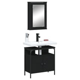 ZNTS 2 Piece Bathroom Furniture Set Black Engineered Wood 3214775