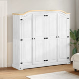 Wardrobe Corona White 194x52x186 cm Solid Wood Pine 4012163
