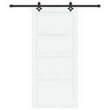 Sliding Door White and Black 93 x 202 cm Solid Pine Wood 3333515