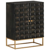 Sideboard Black 55x34x75 cm Solid Wood Mango and Iron 351679
