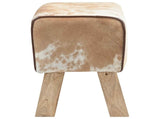 Bench 40 x 30 x 45 cm Real Leather Brown and White 42042100