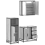 ZNTS 3 Piece Bathroom Furniture Set Grey Sonoma Engineered Wood 3300958