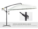 3 Cantilever Umbrella 18 Ribs & Vents Adjustable Angle for Patio Cream White T3398P322084