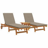 Sun Lounger 3 pcs Solid Acacia Wood Brown 3325209