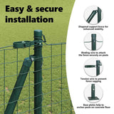 Fence Post with Concrete Base 26 pcs Green Powder-Coated Steel 3350227