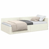Corner Bed Frame with Headboard Cream 90 cm x 190 cm Velvet 42016078