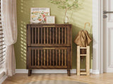 60cm walnut shoe cabinet, medieval modern independent shoe cabinet, fence shoe cabinet with 2 flip W6296P537615