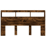Headboard Cabinet with LED Smoked Oak 180x17x102 cm 839214