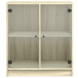Side Cabinet with Glass Doors Sonoma Oak 68x37x75.5 cm 836422