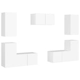 7 Piece TV Cabinet Set White Engineered Wood 3078671