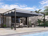 4 x 3m Retractable Roof Gazebo, Metal Pergola Patio Sun Shelter with Retractable Canopy, Grey T3398P310863