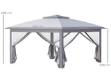 3.3 x 3.3m Pop Up Gazebo, Double Roof Foldable Canopy Tent with Zipped Mesh Sidewalls, Height T3398P314094