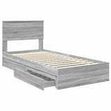 Storage Bed with Drawer Grey Sonoma 75 x 190 cm Engineered Wood 3408513