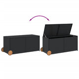 Garden Storage Box with Wheels Black 283L Poly Rattan 365316