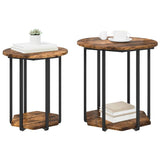 Side Table Set with Shelf 2 pcs Brown 869716