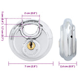 Discus Locks with Keys 12 pcs Silver 7 x 2.4 x 7 cm 42020749