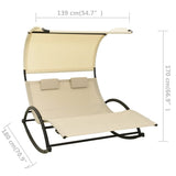 Sun Lounger Cream Textilene, Steel Double Sun Lounger Crescent 310548