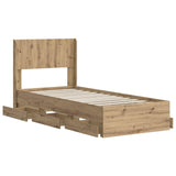 Bed Frame with Storage and Headboard Artisan Oak 90 x 200 cm 3445817