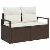 Garden Sofa with Cushion Brown 120 x 62 x 69cm Poly Rattan 42006763