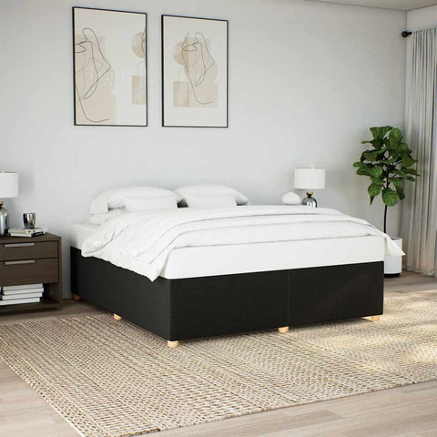 ZNTS Bed Frame without Mattress Black Super King Fabric 3284769