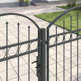 Garden Fence Gate with Arched Top Grey 400 x 100 cm Steel 42008955