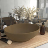Luxury Basin Oval-shaped Matt Cream 40x33 cm Ceramic 146930