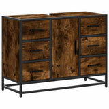 Bathroom Sink Cabinet Smoked Oak 80x33x60 cm Engineered Wood 849281