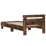 Bed Frame without Mattress with Headboard Smoked Oak 75x190 cm Small Single 838572