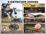 Metal Detector for Adults, IP68 Waterproof Search Coil with LCD Display, 5 Modes Gold Detector with T3398P550009